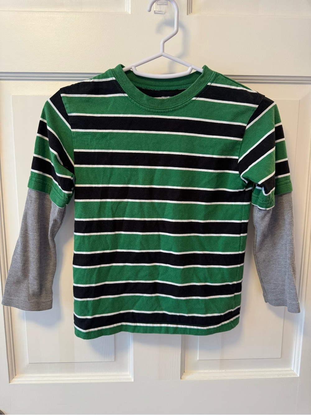 Garanimals Green, Black & Gray Striped Long Sleeve Layered-Look Tee